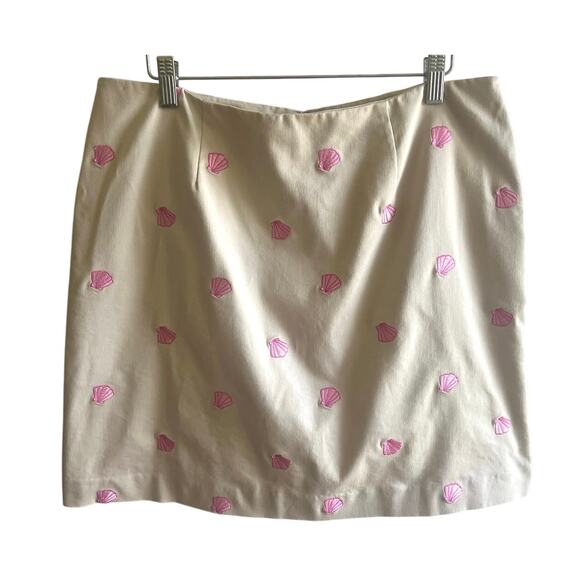Lilly Pulitzer Skort Size 12 Pink Shell Embroidered Preppy Coastal Mini Shorts - Picture 1 of 4